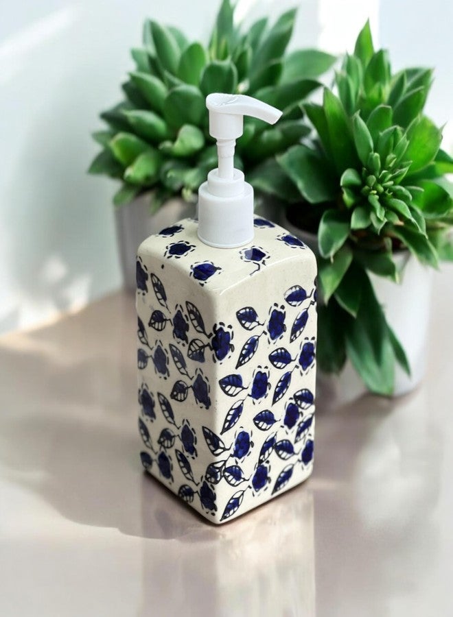 BACKKSPACE RETAIL Ceramic Handmade Liquid Dispenser Bottle for Lotion, Soap, Shampoo, Conditioner, Handwash | 300 ML | Blue | Modern Touch for Bathroom, Spa, Kitchen - Image 1